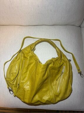Yellow Italian Leather Hobo Bag - Women's Shoulder Bag